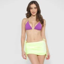 Triquini Hang Loose Top Cortininha Com Textura E Saia