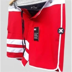 Bermuda Hurley Phantom Block Party "18" - 42 - Vermelho+Branco - Masculino