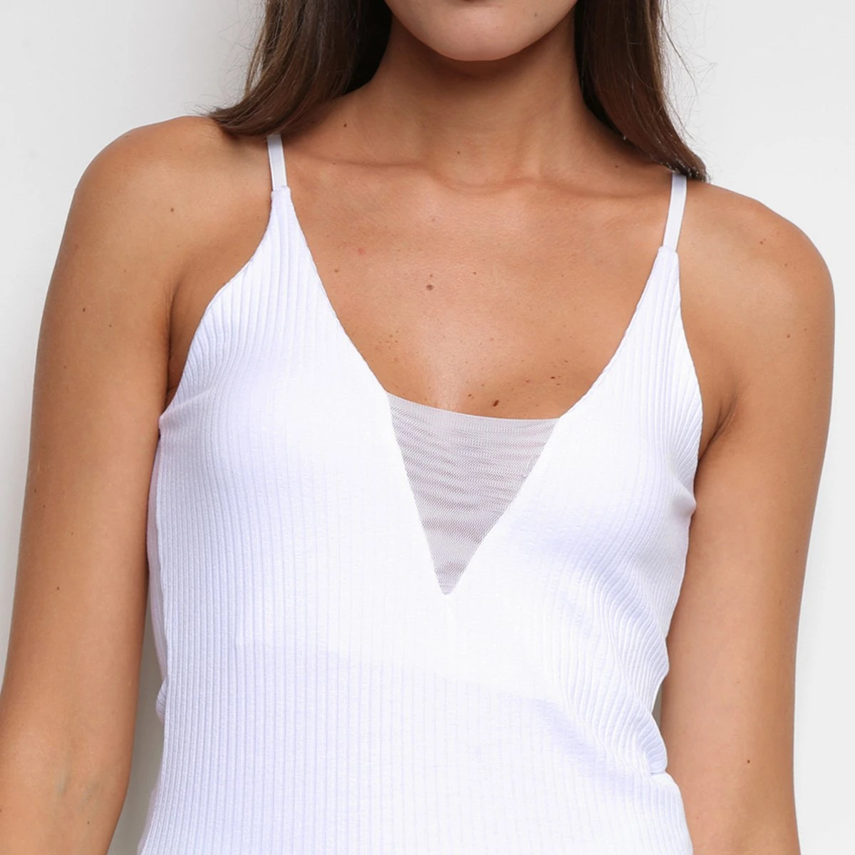 Regata Onbongo Canelada Decote Tela Feminina 5 Regata Onbongo Canelada Decote Tela Feminina - Image 3