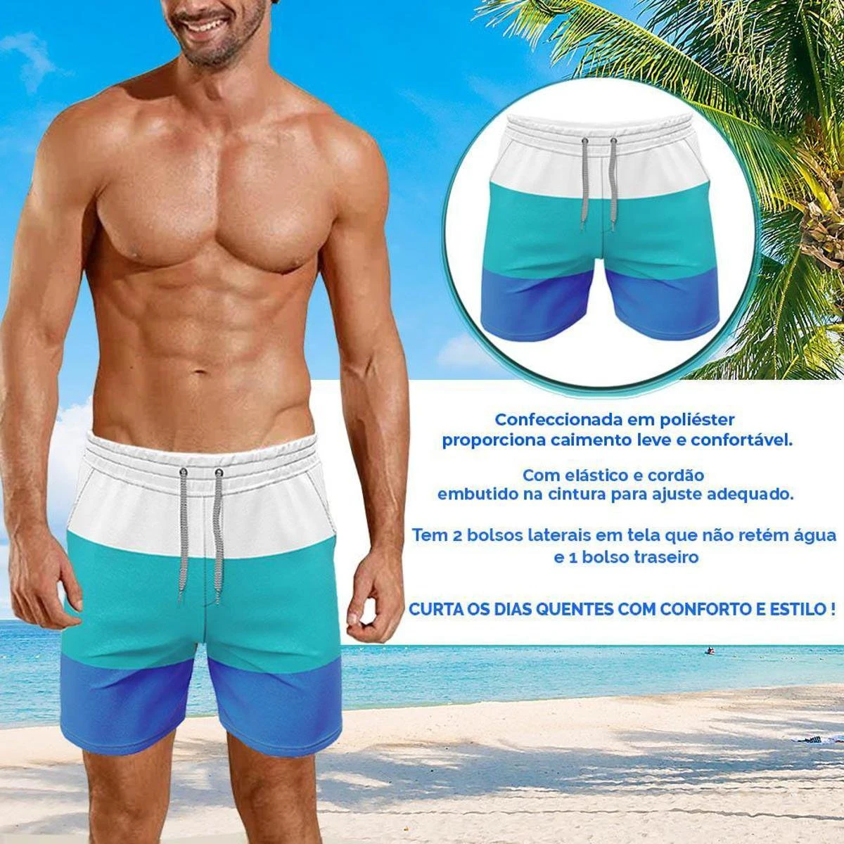 Canal Surf Kit 2 Bermudas Shorts Masculina Agua Tactel Academia Praia 6 Canal Surf Kit 2 Bermudas Shorts Masculina Agua Tactel Academia Praia - Image 4